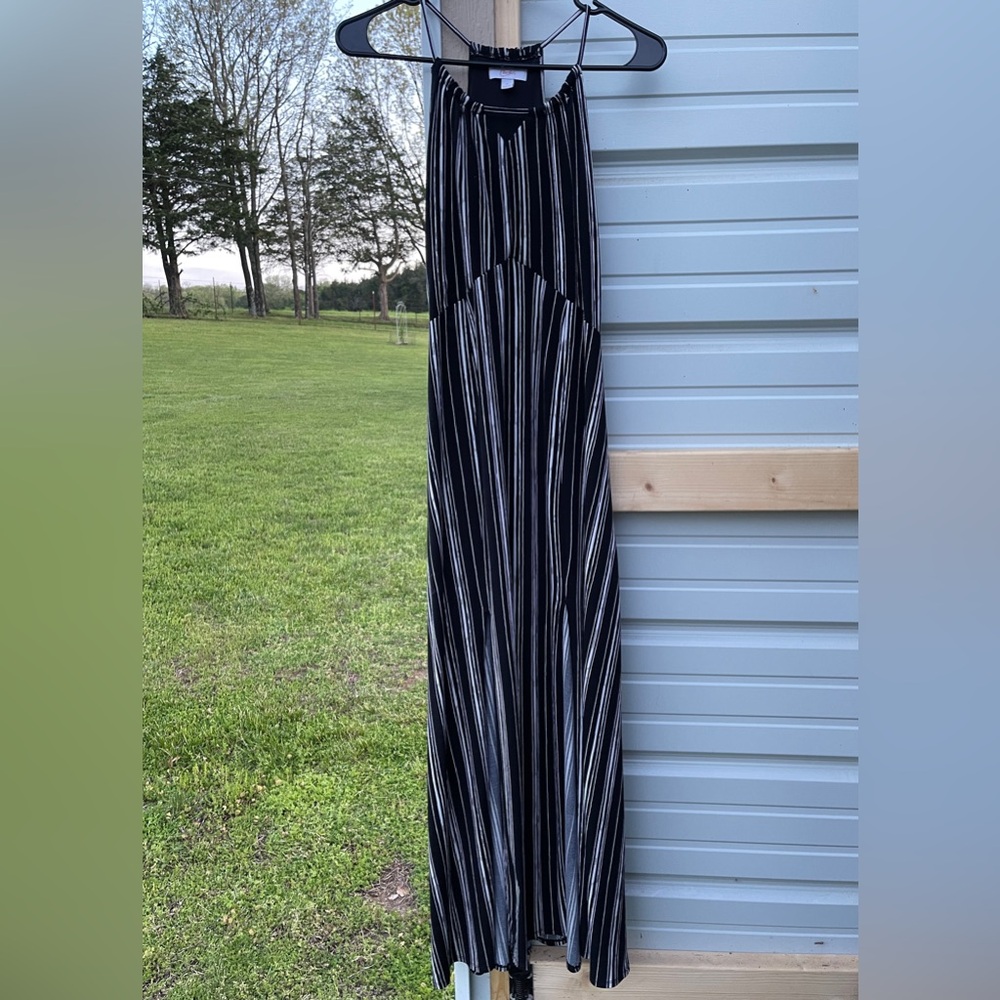 Black and White Striped Maxi Dress